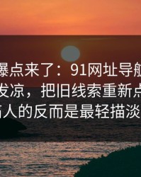 新一轮爆点来了：91网址导航越往后越让人发凉，把旧线索重新点亮，真正刺痛人的反而是最轻描淡写那句
