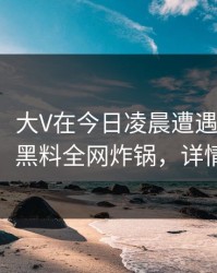 【速报】大V在今日凌晨遭遇丑闻愤怒声讨，黑料全网炸锅，详情直击