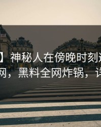 【震惊】神秘人在傍晚时刻遭遇爆料炸裂全网，黑料全网炸锅，详情查看